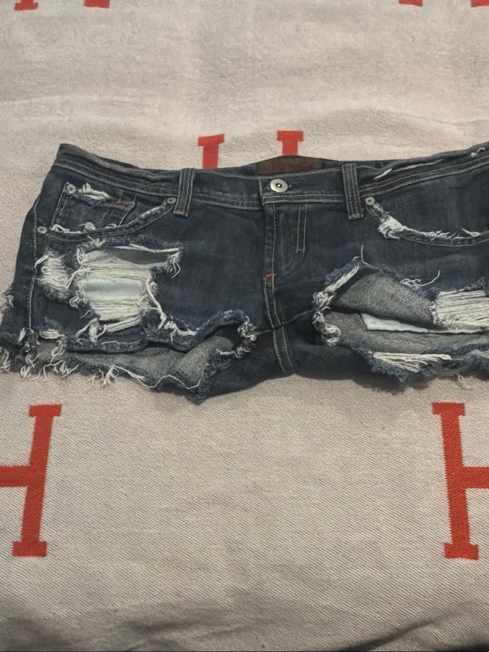 James Jeans Distressed Dark Indigo Denim Cutoff Shorts